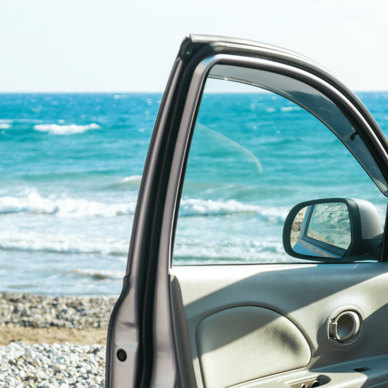 a side view mirror of a car
