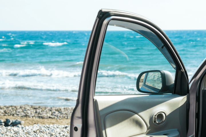 a side view mirror of a car
