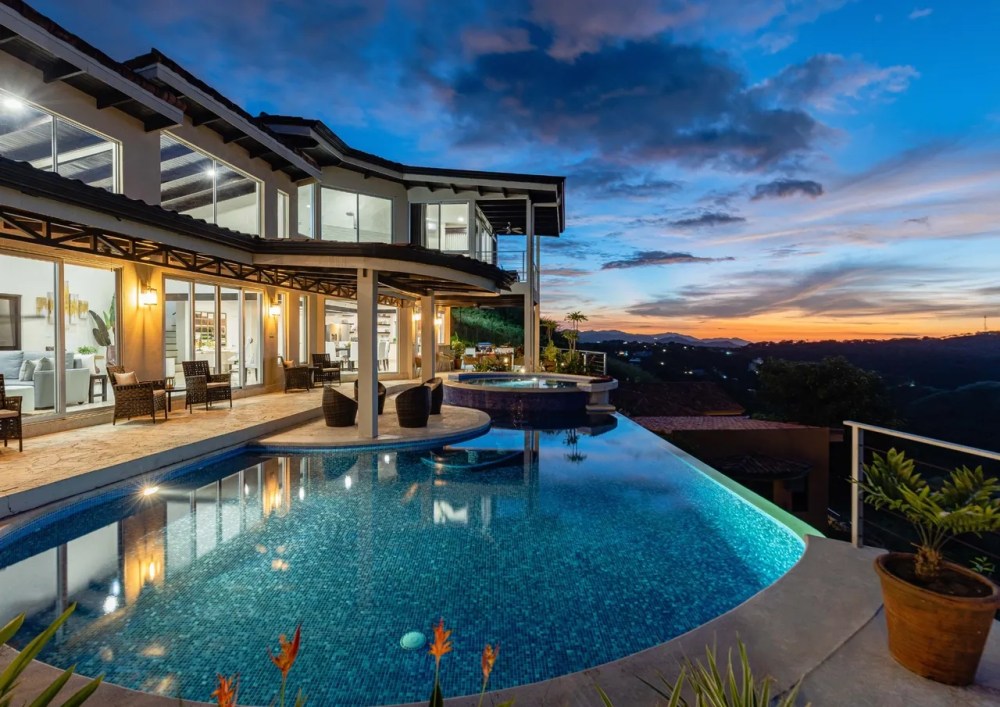 a pool next to a body of water
