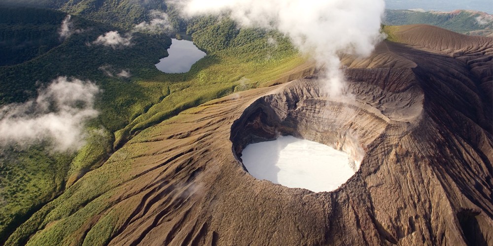 a mountain with smoke coming out of it