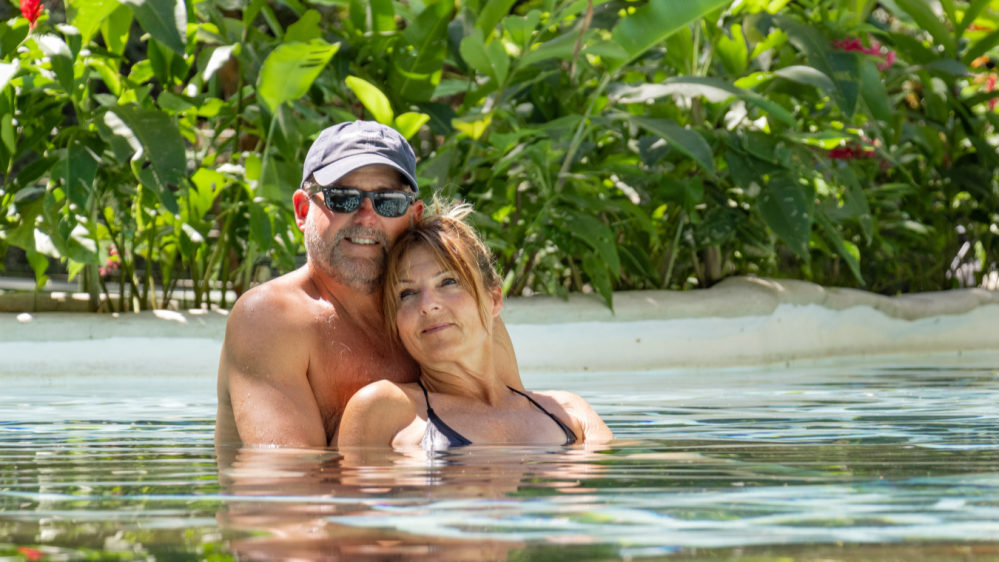 a person in a pool of water