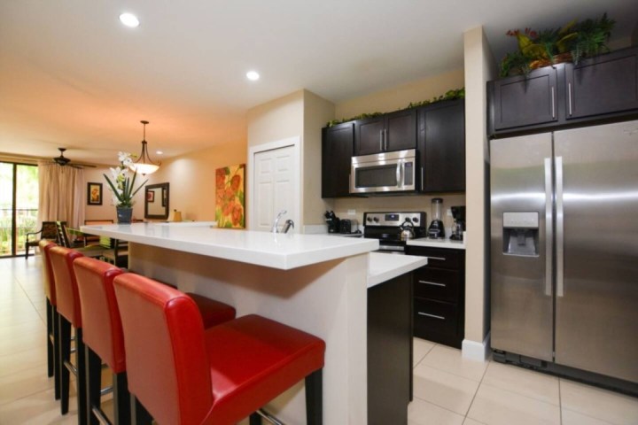 a kitchen with a dining room table