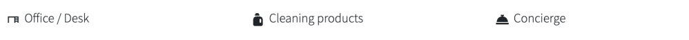 Icons for Office, Cleaning products, and Concierge with labels.