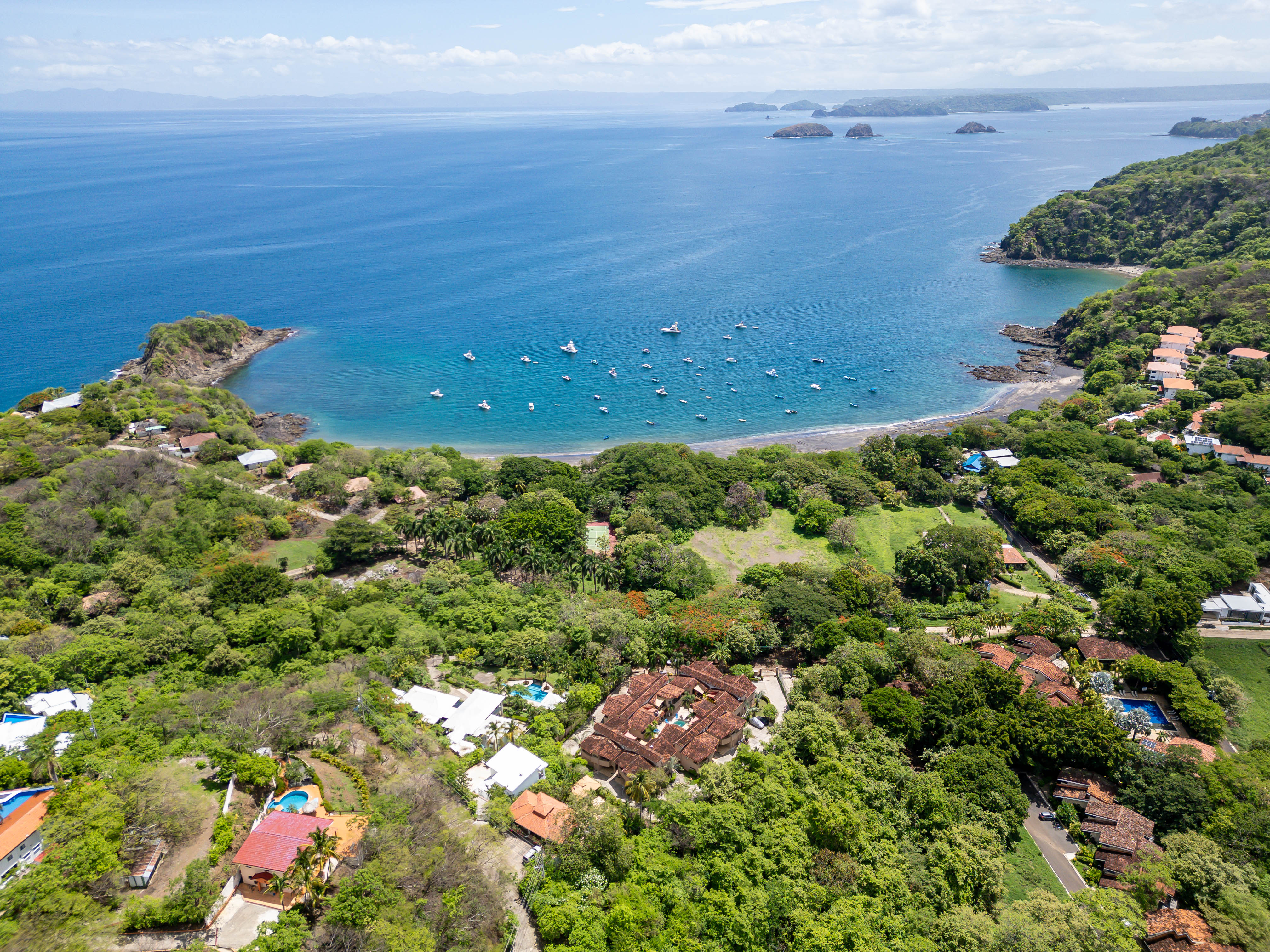 Aerial view of the Playa Ocotal coastal community near The Cove condos