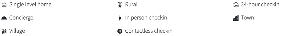 Icons and text for home types, check-in options, and location settings.