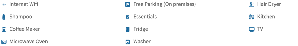 Amenities: WiFi, shampoo, coffee maker, microwave, parking, essentials, fridge, washer, hair dryer, kitchen, TV.