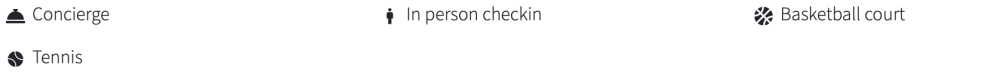 Icons: concierge bell, check-in, basketball court, and comments.
